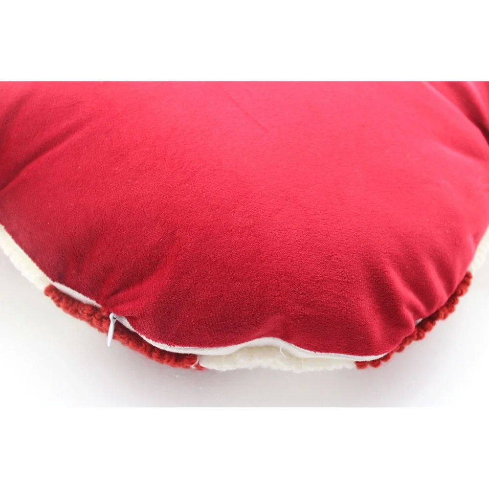 Peppermint Candy Hooked Wool Throw Pillow Red White Christmas Holiday Decor 20in